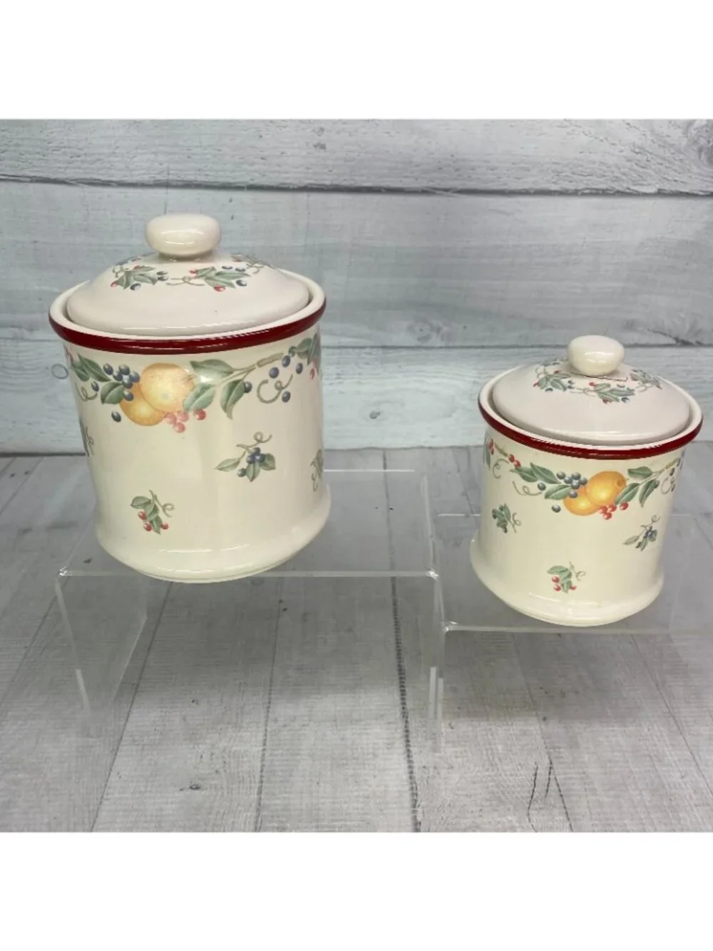 Jay Imports Corelle Coordinates ABUNDANCE Fruit Coffee Tea Canister Jar Set 2